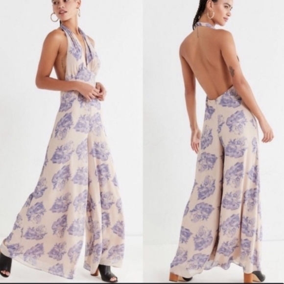 Urban Outfitters Maria Floral Print Halter Jumpsuit Size M - Picture 2 of 10